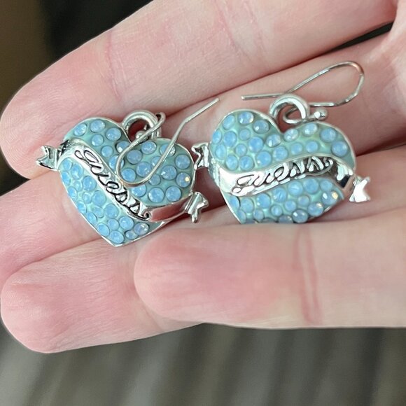 Vintage Guess Blue Earrings - Heart-shaped - Picture 2 of 7